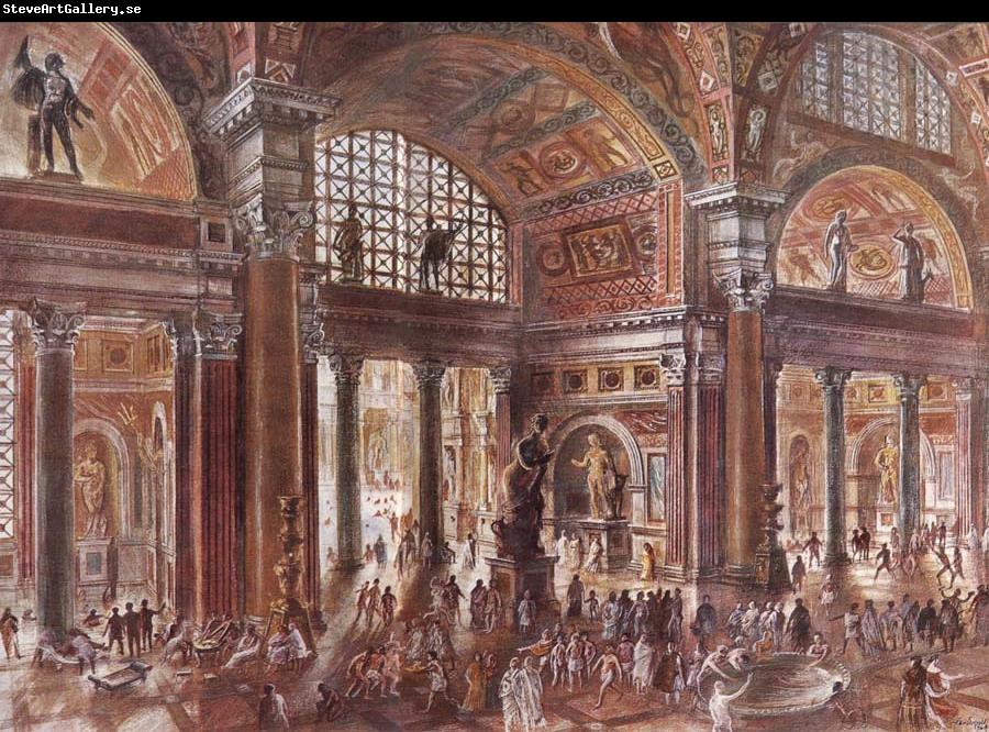 unknow artist Reconstruction of the Baths of Diocletian in Rome